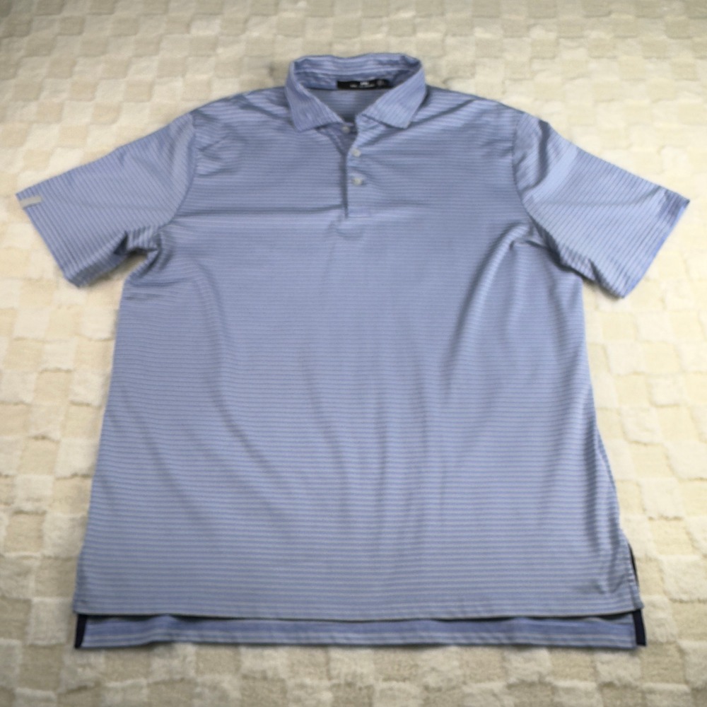 RLX Ralph Lauren Golf Polo Shirt Mens Large Blue‎ Striped Performance